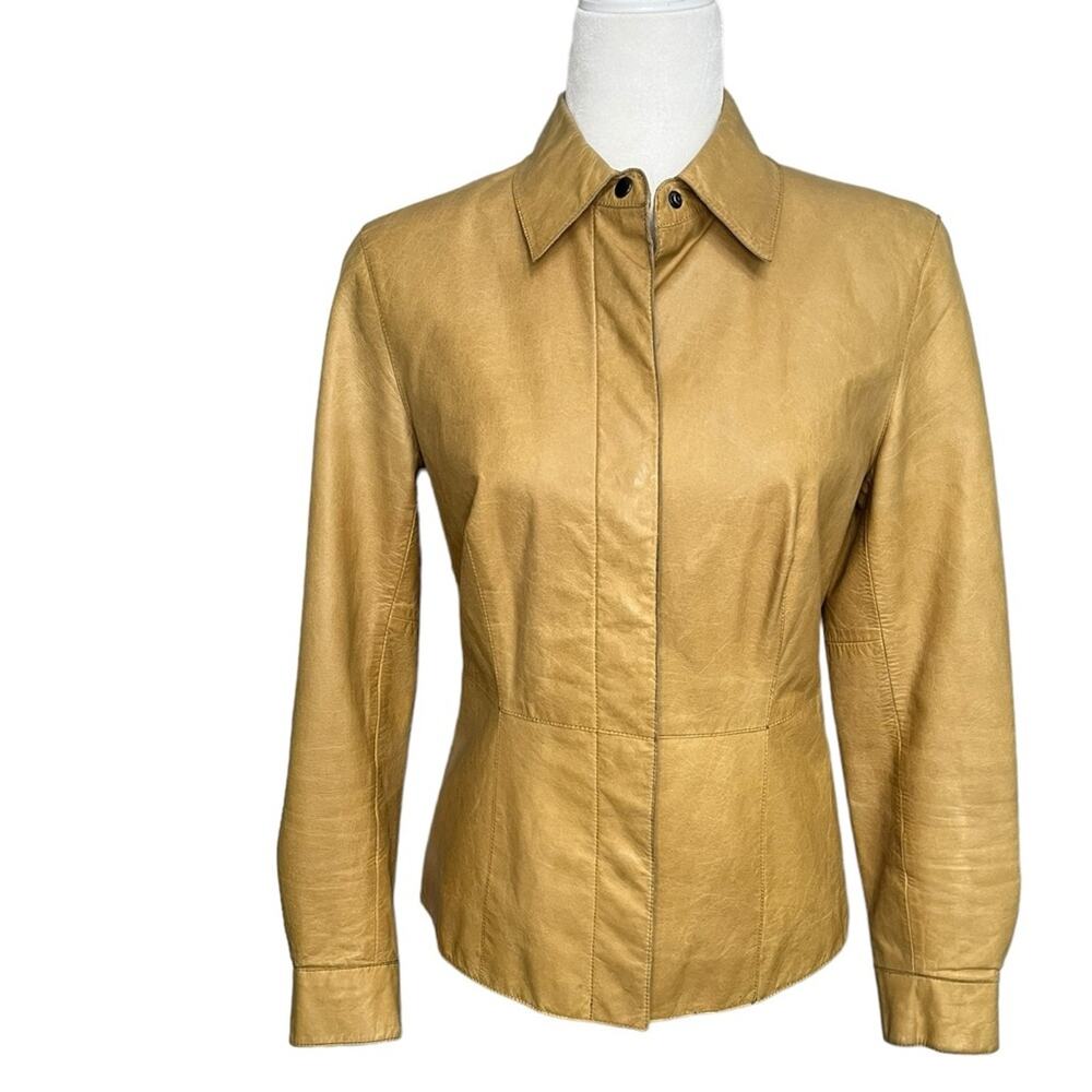 CASLON Tan Genuine Leather Fully Lined Motorcycle Jacket Women’s Size XSmall